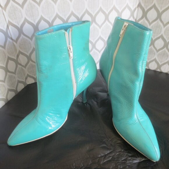 Vintage Retro Fun Hip Chic Wild Boho Cute Patented Leather Upper Ankle High Heel - Picture 4 of 10